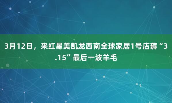3月12日，来红星美凯龙西南全球家居1号店薅“3.15”最后一波羊毛